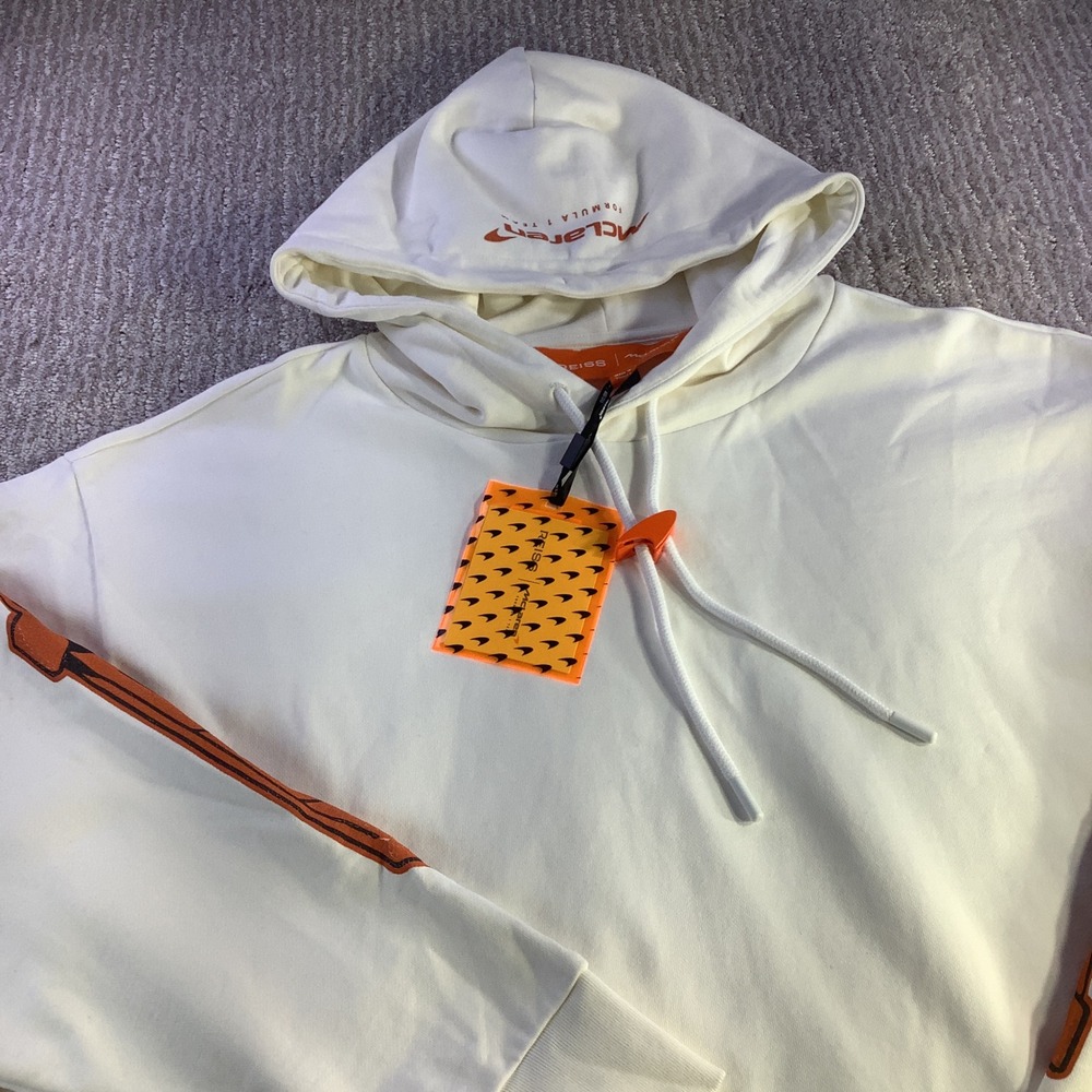REISS McLaren Formula 1 Oversized‎ White Long Sleeve Hoodie Size M NWT